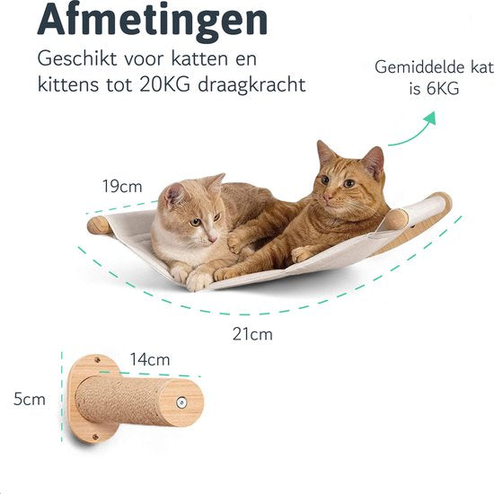 LBB Katten klimmuur met Hangmat - Beige - 21x18.50x5cm