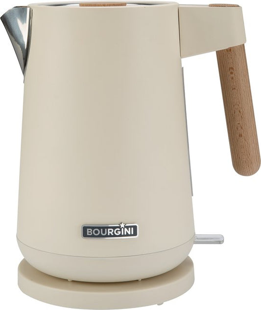 Bourgini Harmony - Waterkoker - RVS - Creme met echte beukenhouten elementen - 1.7L - Licht ontwerp