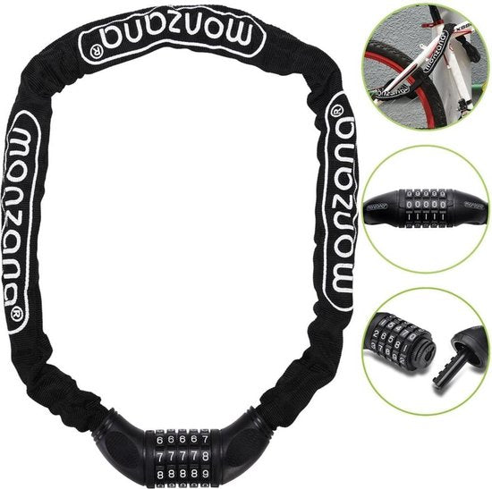 Monzana Fietsslot 90cm - met Numerieke Code en Sterke Ketting