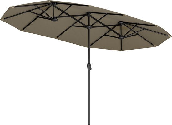 LifeGoods Dubbele Parasol - Tuin - 220x400cm - tot 8 Personen - Waterdicht - UPF50+ - Taupe