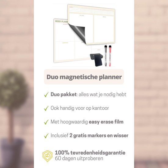 Magnetische weekplanner whiteboard (1) - planner magnetisch - planbord - familieplanner - maandplanner magnetisch