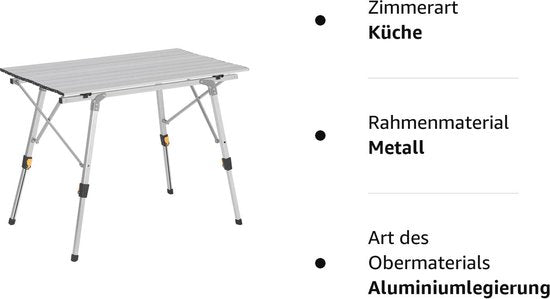 Rootz Campingtafel - Draagbaar Picknickbureau - Opvouwbaar Buitenoppervlak - Compacte Reisstandaard - Al Fresco Dineren - Campingmeubilair - Zilver - 90x52.2cm