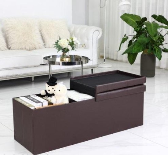 Casaria Zitbank met Opbergruimte - 80x40x40cm 100L Kunstleer – Bruin