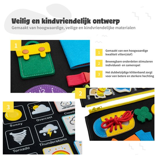 MontiPlay® Montessori Speelgoed - Sensorisch Speelgoed - Activiteitenbord - Busy Board - Montessori Activiteitenboek voor thuis - Educatief - Sensomotorisch Speelgoed- Dinosaurus Speelgoed