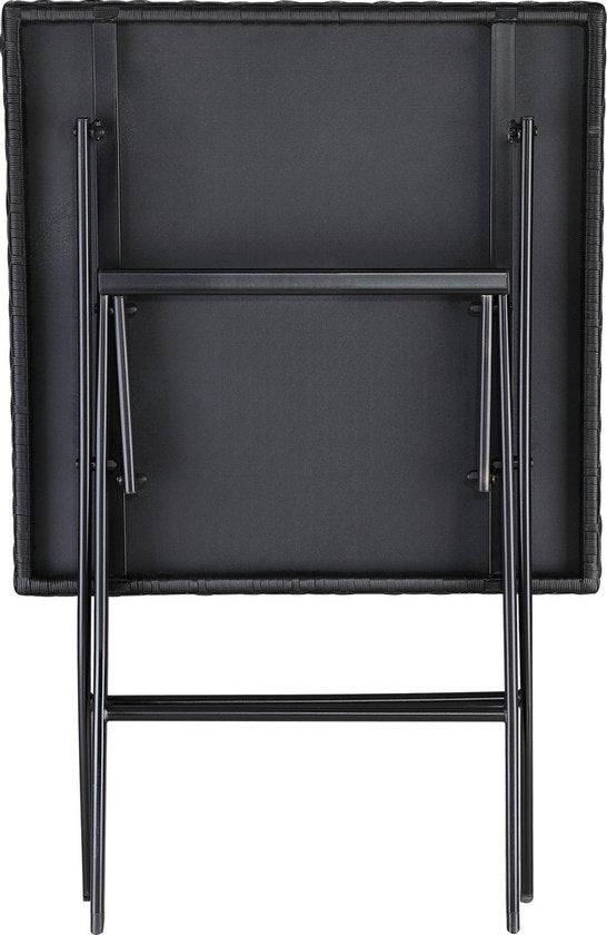 Casaria Klaptafel Polyrattan - 75x65x65 cm – Weerbestendig - Zwart
