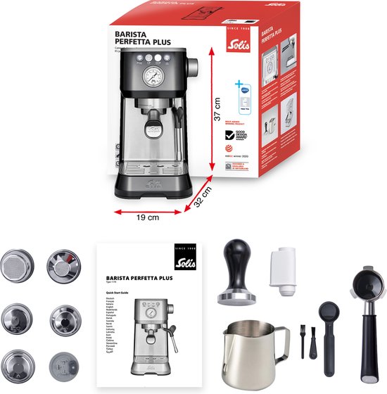 Solis Barista Perfetta Plus 1170 V2 Pistonmachine - Espressomachine - Koffiemachine met Bonen - Zwart