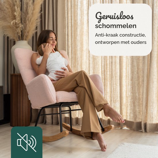 SITTT Schommelstoel - Relaxstoel babykamer - Fauteuil - Voedingsstoel - Licht Roze