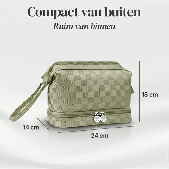 SC Travel Essentials - Toilettas en Make-up Organizer - Waterdicht en Compact - Geschikt voor Reis en Dagelijks Gebruik - Unisex - Matcha Groen