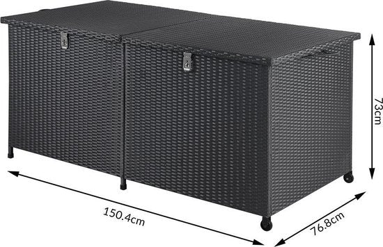 Casaria Opbergbox – Waterdicht – 150 x 77 x 73 cm – Zwart