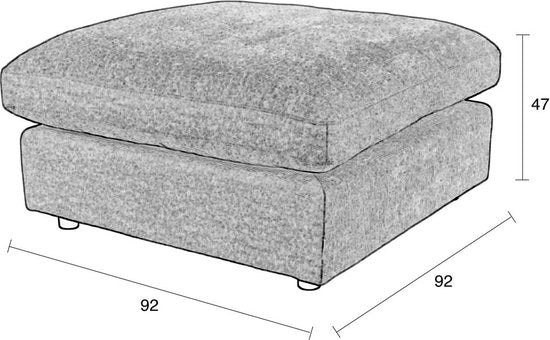 Zuiver Sense Hocker Espresso - Poef - 92x47x92 cm - Bruin