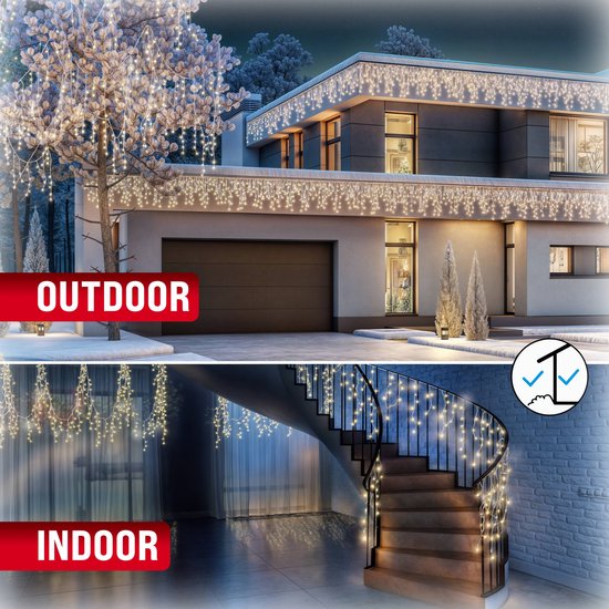 Lichtsnoer 200 LED - 10 m (5m lichtsnoer + 5m aanloop) - Lichtjes Warm Wit