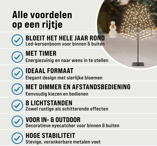 Kerstbloesem Boom Lichttak - 220 cm - 220 LEDs - Voor binnen of buiten