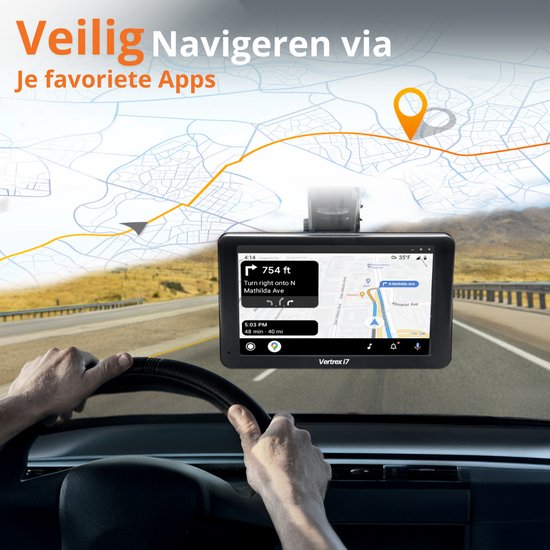 Vertrex Slimme Auto Display - Scherm Compatibel met Carplay en Android Auto - Car Play - Draadloos - 7-Inch - Touchscreen - Zwart