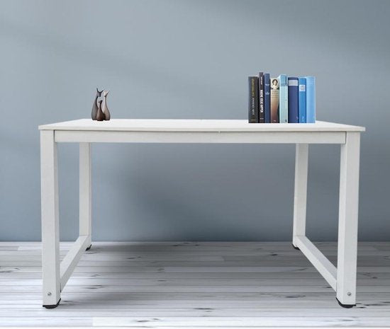 Bureau computer tafel - keukentafel - metaal hout - 120 cm x 60 cm - wit