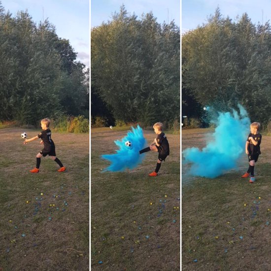 Partizzle Gender Reveal Voetbal - Met Roze & Blauwe Poeder - Babyshower Versiering - Boy or Girl Party - Alternatief Rookbom & Rookkanon - Plastic