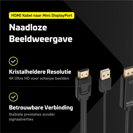 Garpex® HDMI naar DisplayPort Kabel – 4K Ultra HD 60Hz – 1.8 meter
