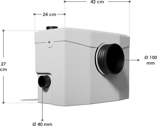 Juskys – Opvoerinstallatie – 600 W – 42 x 27 x 24 cm – Voorzien Van Geïntegreerde Vermaler En 3 Inlaten – Voor Kelder En Toilet – Wit Polypropyleen