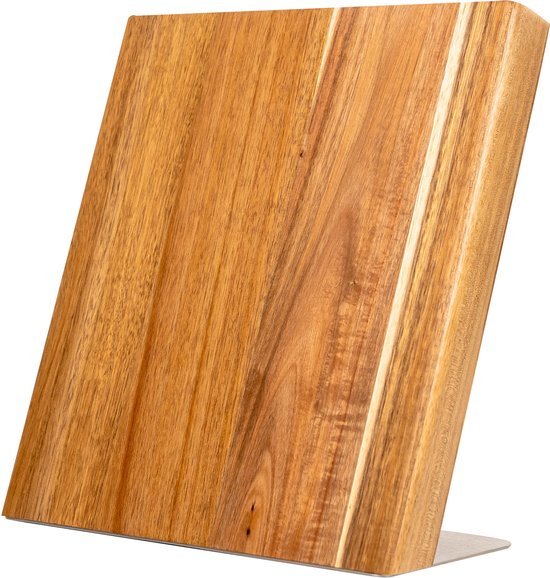 Groot Houten Messenblok Magnetisch Coninx Quin XL 27.5x27.5CM | Messenmagneet zonder messen | Messenhouder | Antislip - RVS-Acacia hout.