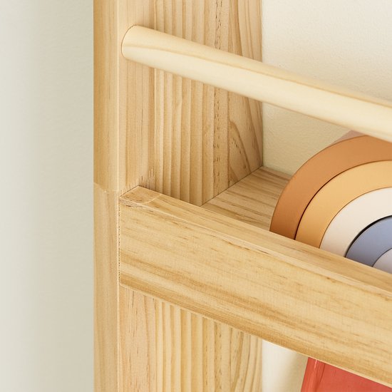 SoBuy KMB08-K-N Boekenkast voor kinderen, 4 niveaus, meubels, speelgoed, boekenkast, opbergkast, plank, slaapkamer, natuur, 60 x 12 x 80 cm