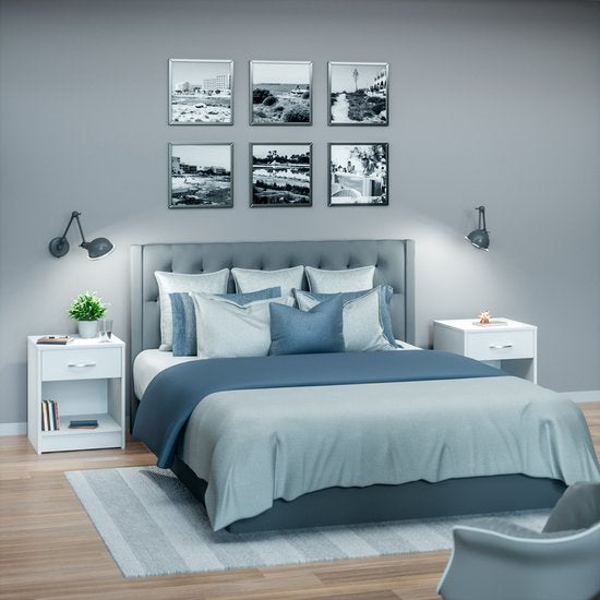 Casaria Nachtkastje Set van 2 - Lade 50x40x35cm - Wit