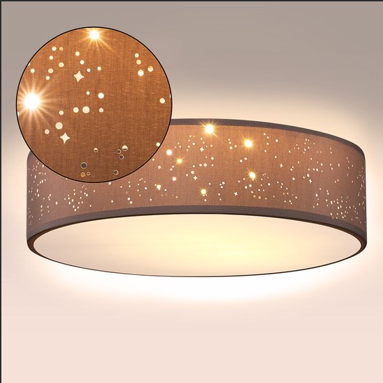 Monzana Plafondlamp - Sterrenhemel Rond 38cm 40 Watt Stof - Taupe