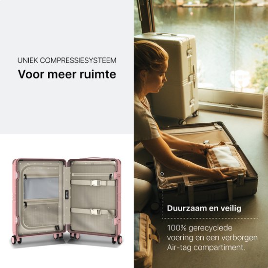 ONYX Hybrid Pro Handbagage Koffer 35 Liter - Gerecycled Polycarbonaat en Ritsloos Design - Reiskoffer met TSA slot en Spinner wielen - Lichtgewicht Trolley - Candy Pink