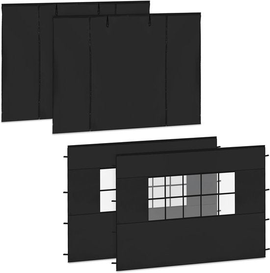 VONROC Zijwanden Set - Voor Premium Partytent PT501XX – Waterdicht - 50+ UV Bescherming - Zwart