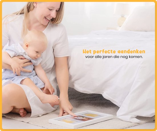 Frummel Fotolijst Baby (33 x 18 cm) - Klei Afdruk (Gipsafdruk baby) - Beter dan gips afdruk - Hand Voet Afdruk - Kraamcadeau Meisje / Kraamcadeau Jongen - Kerstcadeau