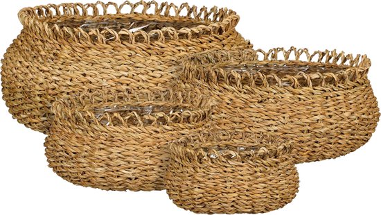 Mica Decorations Gourdon Plantenmand - Set van 4 - H17 x Ø31 cm - Bruin