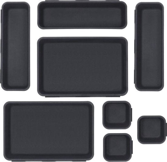 Springos Lade Organizer | Opbergbakjes | Lade Verdeler | voor Keuken en Bureau | Badkamer | Lade Bakjes | Make Up Organizer | 8 delen | Antraciet