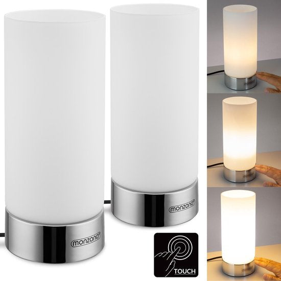Monzana Tafellamp Lumo - 2 Stuks Touch Dimbaar - Grijs