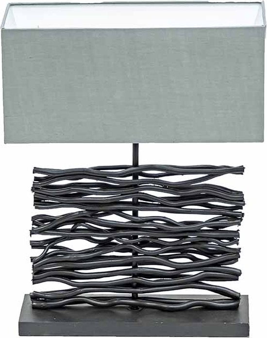 Globo - tafellamp - Jamie - zwart - hout - schemerlamp - E27 - 21648B