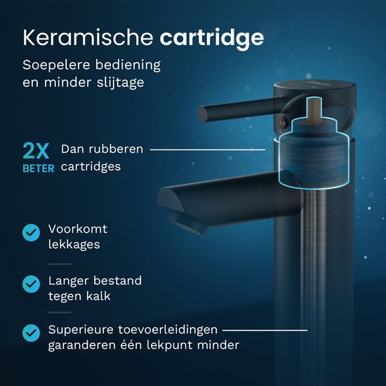 Mirlux Wastafel Kraan Zwart - Wastafel Mengkraan Badkamer - Wastafelkraan - Fonteinkraan / WC Kraan - Kraantje - Koudwaterkraan & Warmwaterkraan - Toiletkraan Koud Water & Warm Water