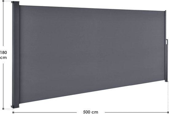 Juskys Uitklapbare Zijluifel – Verstelbaar – 500x180 cm – Polyester – Donkergrijs