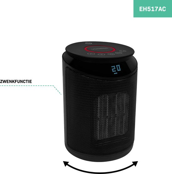 VONROC Elektrische kachel - ventilatorkachel - 1000W/2000W - keramisch - 3 standen - zwenkfunctie - LED display - thermostaat en timer - 20m2