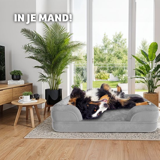 tectake® hondenbed - kussen voor grote en middelgrote honden - donzig en wasbaar - hondenmand met traagschuim - hondenbox - hondenligstoel - hondenmand - hondenkussen L (91 x 68 x 18 cm)