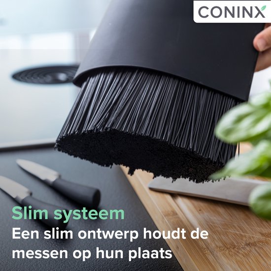 Coninx Viro Messenblok - Zwarte Messenhouder Universeel - Messenstandaard Zonder Messen - Keukenmeshouder Kunststof