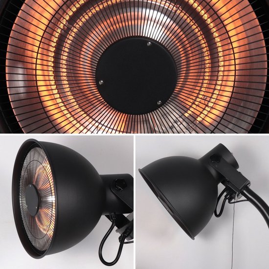 Perel Staande terrasverwarmer 2000 W carbon - zwart