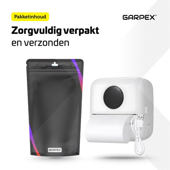 Garpex® Mini Printer – Pocket Fotoprinter – Draagbaar – Incl. Papier & Accessoires