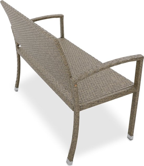 Casaria Polyrattan Tuinbank – 2-Zits UV-bestendig - Beige