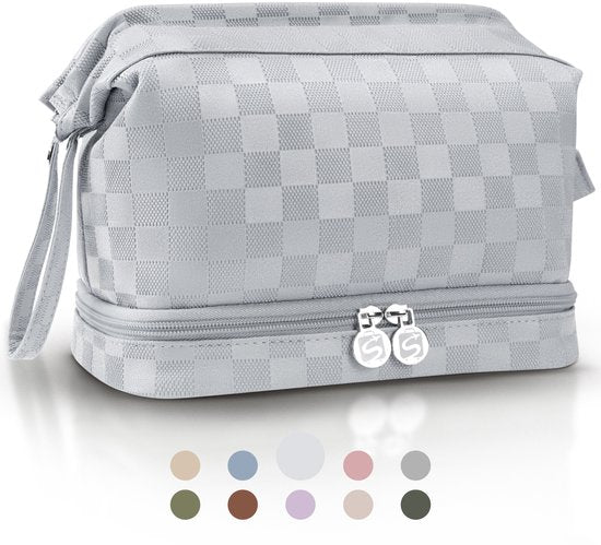 SC Travel Essentials - Toilettas en Make-up Organizer - Waterdicht en Compact - Geschikt voor Reis en Dagelijks Gebruik - Unisex - Zilver