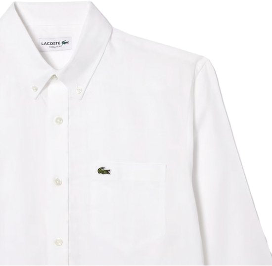Lacoste Woven Overhemd Heren - Wit - Maat 46