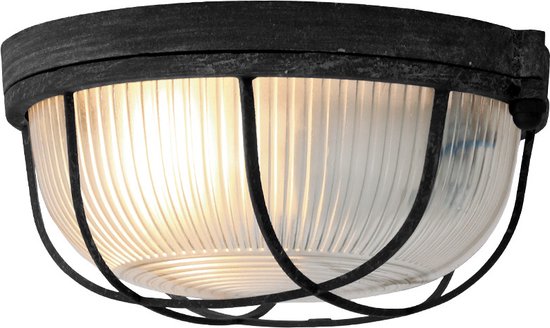 Plafondlamp Lisanne 1342ZW | Zwart metaal en glazen kap | Ø 17 cm, hoogte 8 cm | Mexlite | Trendy design voor binnengebruik