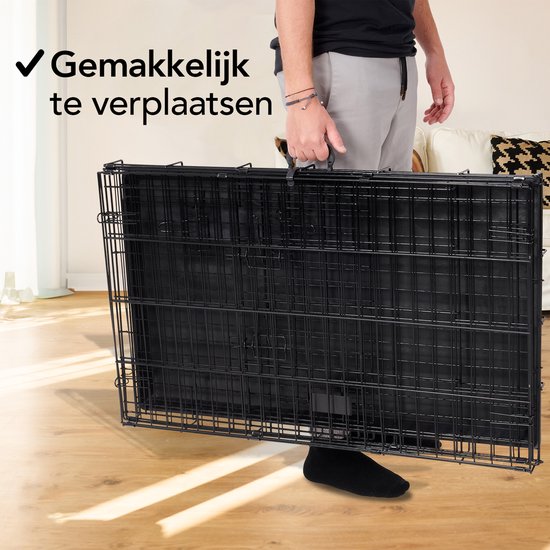 Brixy Hondenbench - Bench Voor Honden - Maat M - Opvouwbaar - 76 x 47 x 54 CM - 2 Deuren - Zwart
