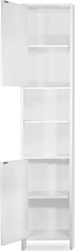 Casaria Badkamerkast - 6 Vakken 2 Deuren Slank en Elegant - MDF/ Spaanplaat - Wit