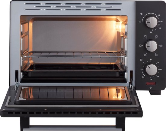 Tomado TEO3000B - Vrijstaande oven - 30 Liter - 1600 Watt - Hetelucht - 3 insteekniveau's - Zwart