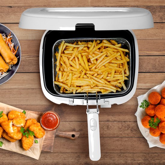 alpina Frituurpan 2.5 Liter - Friteuse met Deksel - 1800W - Wit - 31.10x29.40x21.20 cm
