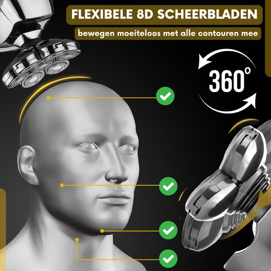 6-in-1 Scheerapparaat Mannen – Trimmer - Tondeuse - Sansbeauté® SkullSharp PRO | 8 Blade - Skull Shaver - Nat & Droog - Face en Head Shaver – Hoofd Kaal Scheren - USB - Opzetstukken