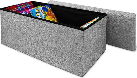 Casaria Opbergbank – 80x40x40cm Opvouwbaar Kunstleer 100L - Grijs