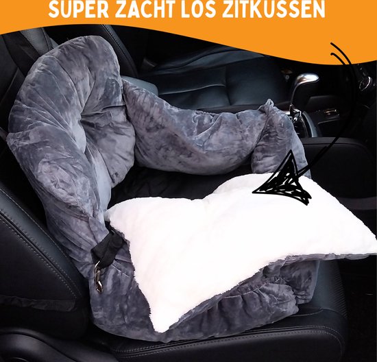 By Cee Cee Luxe Hondenmand Auto – Autostoel Hond – Zacht en Stijlvol - Hondenstoel - Met veiligheidsriempje - Donkergrijs Autozit